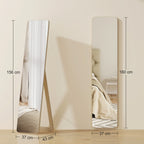 Miroir sur Pied et Mural rectangulaire dim. 37L x 43l x 156H cm bois naturel-2