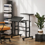 Bureau assis debout bureau réglable en hauteur 70 x 60 cm à roulettes avec plateau inclinable cadre en métal noir-1