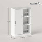 Armoire de Bureau 2 Portes coulissantes verrouillables dim. 80L x 40l x 120H cm 2 étagères en Bois Blanc-2