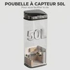 Poubelle à capteur de mouvement ouverture automatique 1 bac de 50 L en acier inoxydable-3