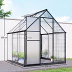Serre de Jardin en Aluminium Polycarbonate, Montage Rapide, Fenêtre Réglable, Porte Battante, 178x168x195cm, Transparent-2