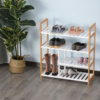 Etagère à Chaussures - étagère de Rangement - Meuble Chaussures 4 Niveaux Bois de pin étagères à Lattes MDF Blanc-9