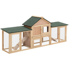 Clapier cage à lapins rongeurs XXL clapier nain 2 étages toit bitumé intégral tiroir déjection 210L x 45,5l x 84,5H cm bois massif pin pré-huilé-0