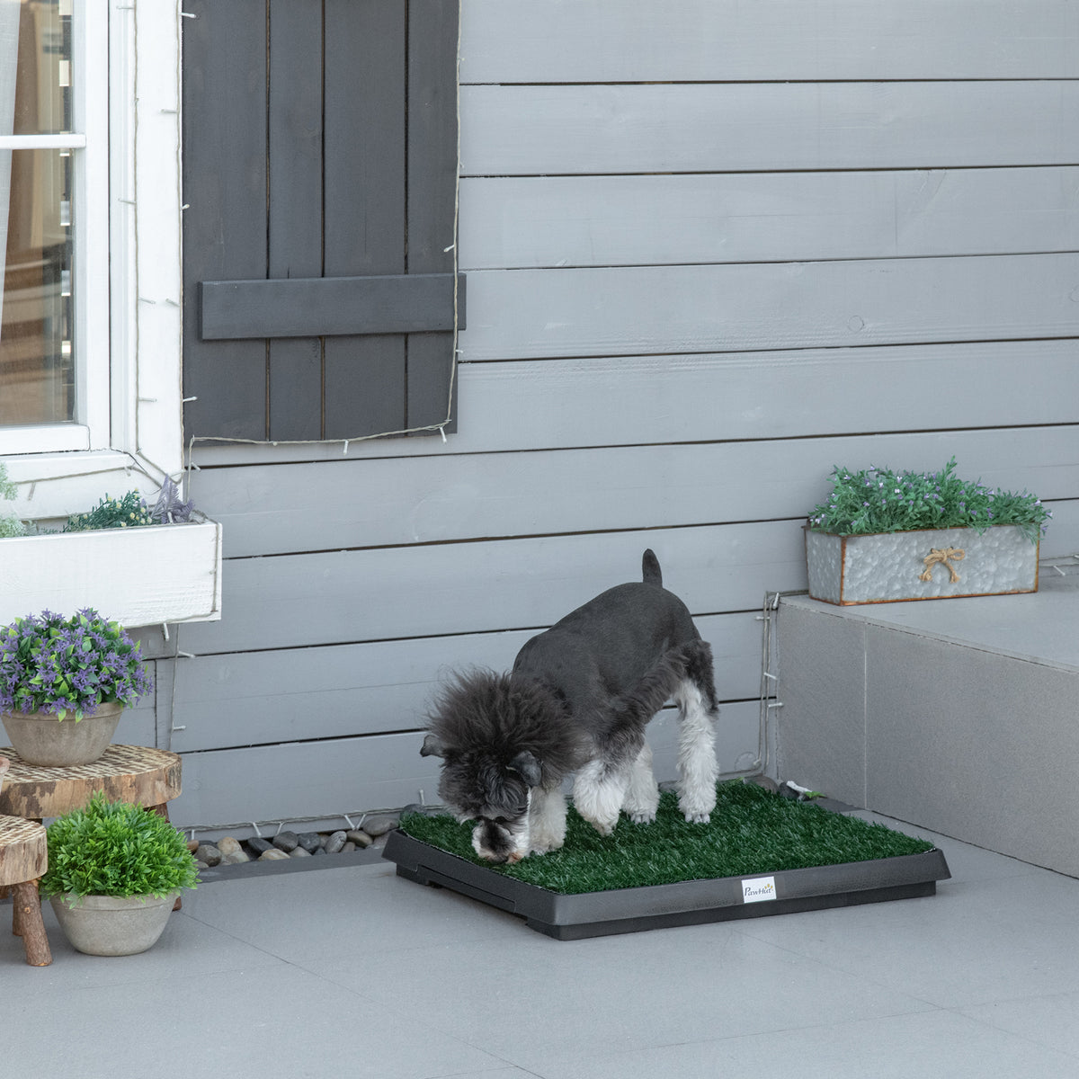 Toilette pour Chien, Gazon Synthétique, Bacs à Litières Portables à Pelouse, Tiroir à Déjection, 63x51x6cm, Vert-1