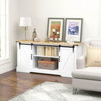 Buffet meuble de rangement avec 2 portes coulissantes étagères réglables 150l x 40P x 72H cm en bois blanc chêne-9