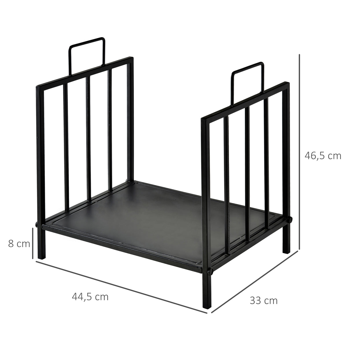 Range bûches Porte-bûches Etagère porte bois de cheminée charge max 15 Kg 44x33x46cm métal époxy noir-2