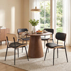 Lot de 2 Chaises de Salle à Manger, Chaises Cuisine sans Accoudoirs, Dossier Incurvé et Assise Rembourrée en PU, Noir-6
