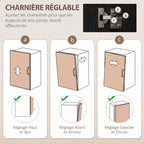 Buffet haut armoire de cuisine 4 portes 2 placards et 1 tiroir central hauteur 180 cm avec 2 étagères réglables noir-5