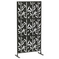 Panneau Brise Vue décoratif Extérieur Claustra Décoratif Jardin 3 Panneaux à motif Bambou métal 92x40x192cm Noir-0