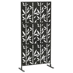 Panneau Brise Vue décoratif Extérieur Claustra Décoratif Jardin 3 Panneaux à motif Bambou métal 92x40x192cm Noir-0