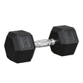 Haltère hexagonal 12,5 kg en fonte caoutchouté pour maison bureau gym à domicile, noir-0
