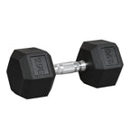 Haltère hexagonal 12,5 kg en fonte caoutchouté pour maison bureau gym à domicile, noir-0