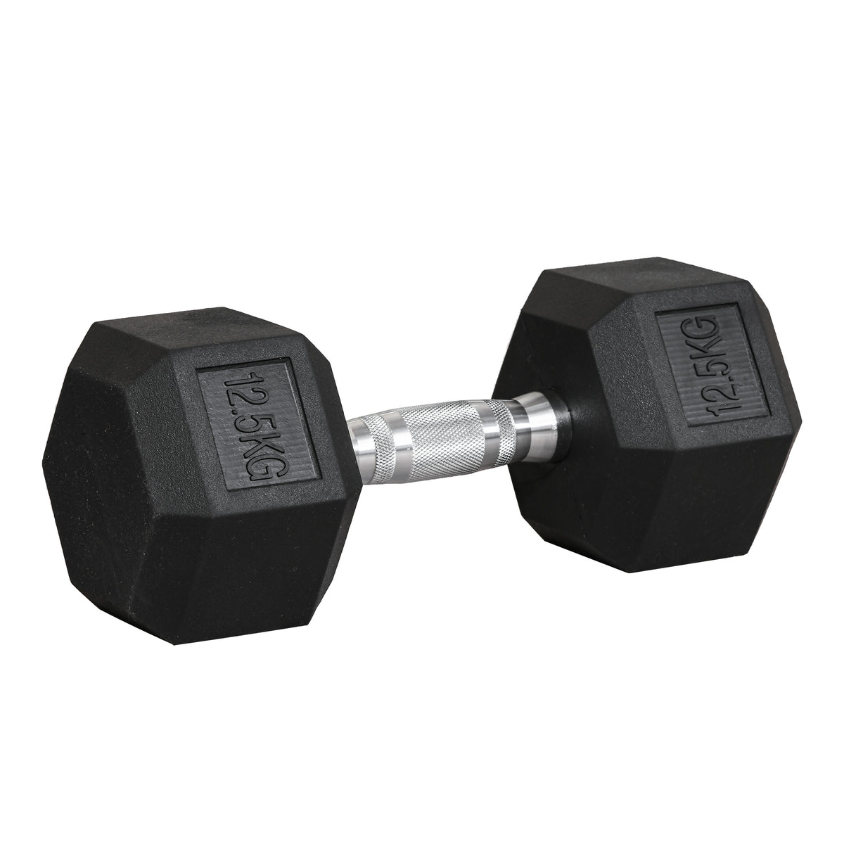 Haltère hexagonal 12,5 kg en fonte caoutchouté pour maison bureau gym à domicile, noir-0