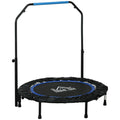 Trampoline de fitness gymnastique avec poignée réglable, pliable, 6 pieds, 28 ressorts Ø 102 cm, noir bleu-0