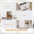 Table de cuisine pliable table à manger pliante 2 plateaux rabattables avec 2 tiroirs 1 placard blanc et chêne-5