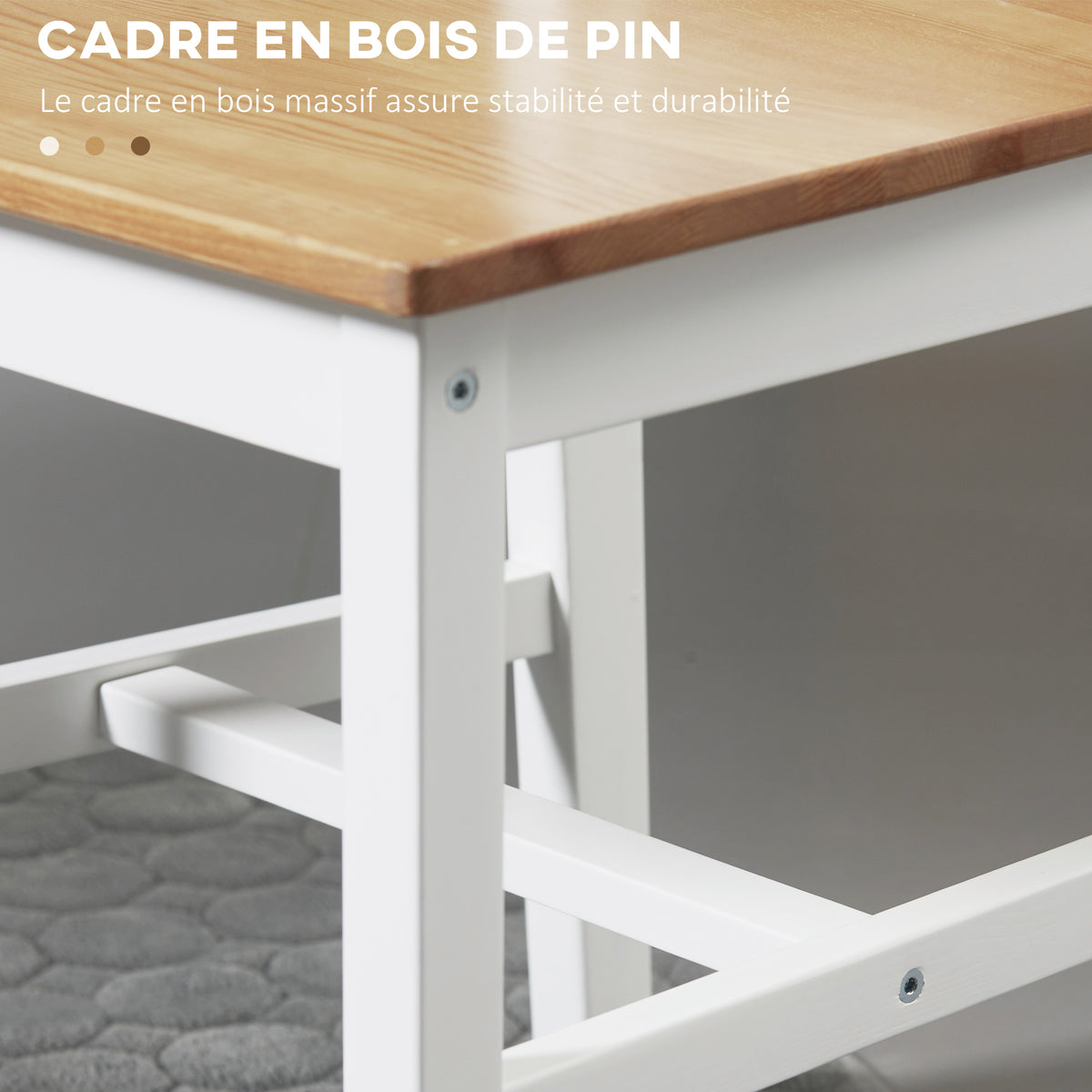 Lot de 2 chaises de salle à manger en bois massif chaise de cuisine esprit campagne dossier croisé blanc et chêne-5