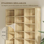 Rangements pour CD et DVD, étagère rangement 1116 CD/528 DVD, 36 compartiments et étagères réglables, chêne-4
