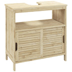 Meuble sous lavabo en Bambou, Meuble de Rangement pour Salle de Bain avec 2 Portes, 60 x 30 x 60 cm, Bois Naturel-0