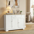Buffet cuisine, meuble de rangement avec 3 portes, tiroir, étagères de porte et étagère réglable, 105x40x83cm, blanc-8