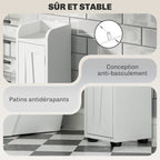 Armoire salle de bain haute, meuble de rangement colonne, 2 portes, tiroir, étagères réglables, 20x20x185cm, blanc-6
