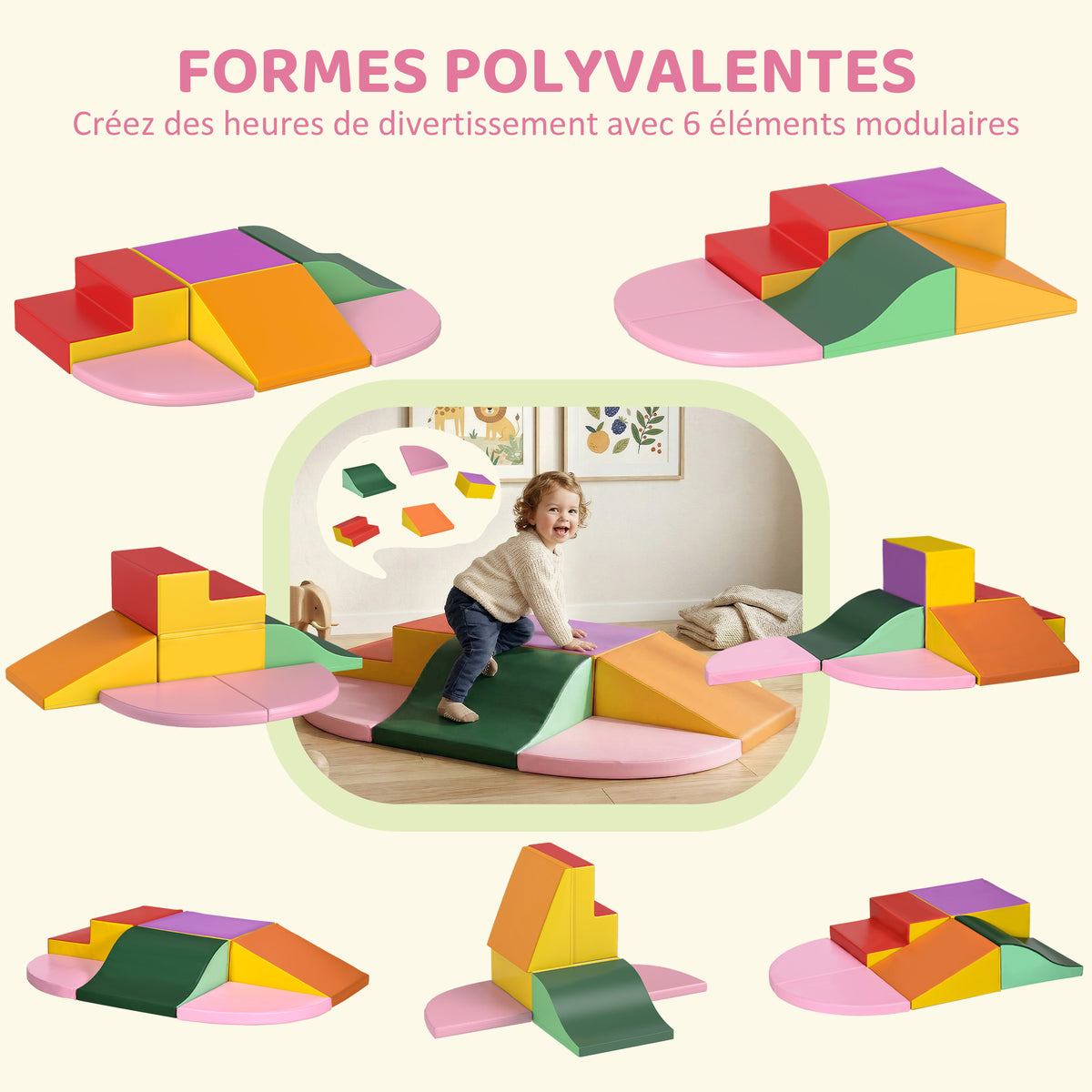 6 blocs de construction en mousse XXL pour enfants - normes EN71-1-2-3 - mousse EPE Revêtement synthétique-3