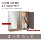 Ensemble de Meuble sous lavabo, armoire avec miroir et meuble colonne pour salle de bain en bois chêne Clair Gris-5