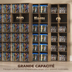 Meuble de rangement multimédia 456 CD/ 336 DVD - bibliothèque en bois avec étagères réglables, 89 x 130,5 cm, marron-3