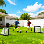 Lot de 2 Mini Cages de Football Pliables avec Filet et Piquets d'Ancrage au Sol, Métal Époxy et Oxford, 90x36x60cm, Noir-7