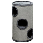 Tonneau à gratter pour chat, tour à griffer en sisal à 3 niveaux recouvert de peluche, Ø 38 x 70 cm, gris clair-0
