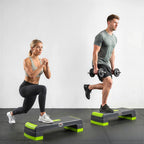 Stepper aérobic fitness hauteur réglable 3 niveaux surface antidérapante 78 x 28 x 20 cm vert et gris-7