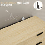 Commode 6 tiroirs Commode moderne pour chambre à coucher avec design anti-basculement 110L x 40l x 75H cm Aspect bois-5