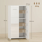 Meuble à chaussures 10 paires, armoire à chaussures à haute brillance 5 niveaux, étagères réglables, 55x36x108cm, blanc-2