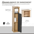Support Papier Toilette - Porte-Papier Toilette - 2 Niveaux MDF Gris Bambou-3