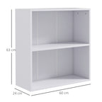 Bibliothèque étagère de rangement avec 2 compartiments et étagère réglable, 60 x 24 x 63 cm, blanc-2