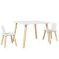 Ensemble table et 2 chaises enfant design scandinave motif oreille de lapin bois pin blanc-0