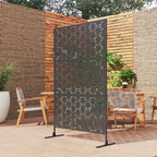 Panneau brise vue décoratif paravent extérieur à motif géométrique ajouré en métal - 122 x 45 x 198 cm, noir-8