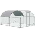 Grand enclos poulailler 10,64 ㎡ parc grillagé toit anti-UV porte verouillable 2,8 x 3,8 x 1,97 m argenté-0