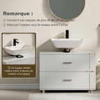 Meuble sous lavabo, meuble de salle de bain avec 2 tiroirs, style moderne, 80 x 30 x 60 cm, blanc-5