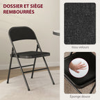Lot de 6 chaises pliantes chaises de salle à manger portables cadre en acier 45 x 46 x 78 cm noir-3