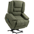 Fauteuil releveur relax électrique, fonction massage et chaleur, inclinaison réglable, repose-pied, télécommandes, vert-0