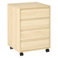 Caisson de Bureau, Rangement Bureau sur Roulettes, 4 Tiroirs Coulissants en Bois, Naturel-0