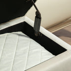Banc de rangement coffre de rangement tissu effet velours pieds en bois charge max. 120 kg 80 x 35 x 42 cm, crème-7