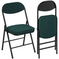 Lot de 2 chaises pliantes chaises de salle à manger portables avec assises et dossiers rembourrés en velours côtelé bleu-0