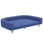 Canapé pour chien grand lit surélevé pour chien coussin lavable cadre en bois tissu polyester 98 x 67 x 25 cm bleu-0