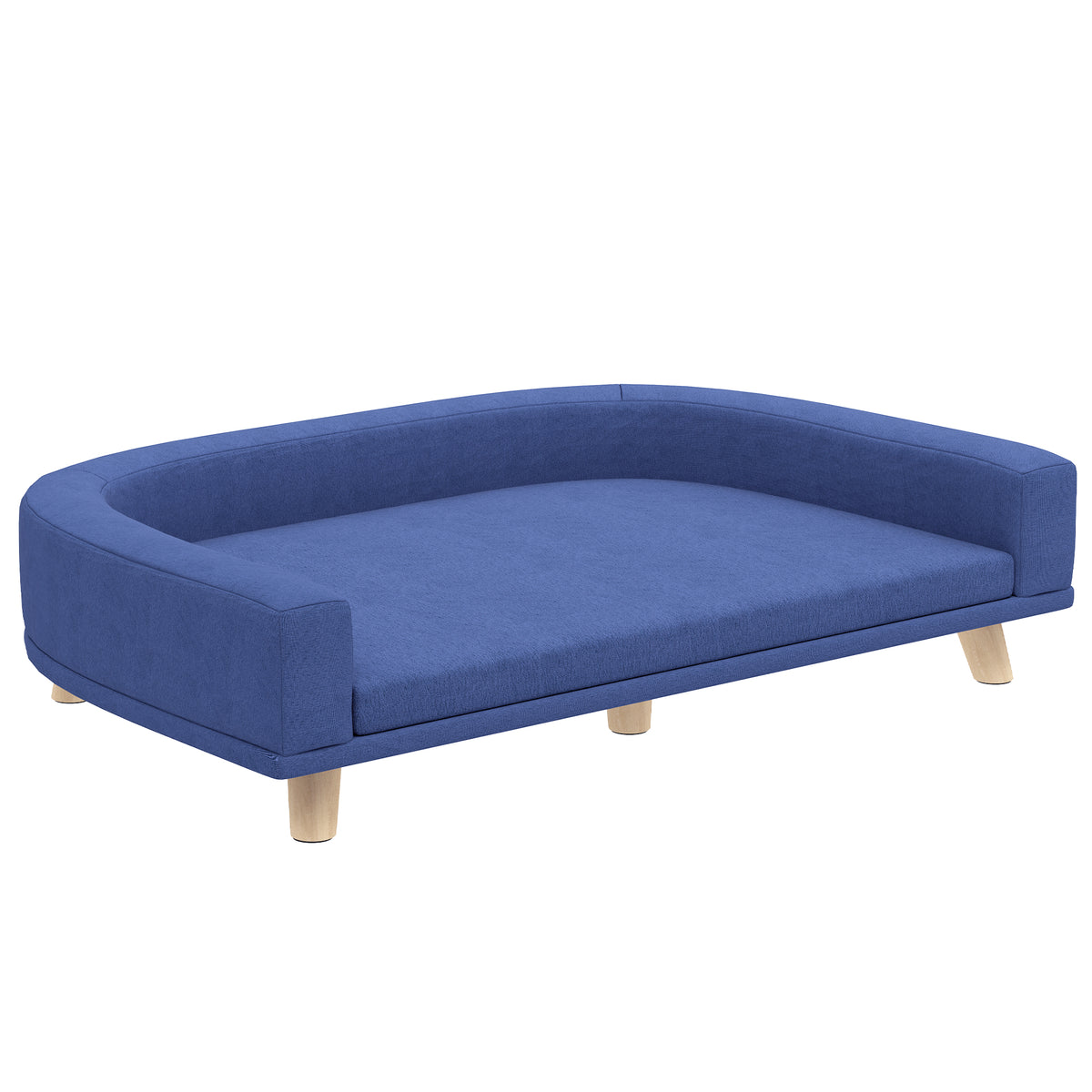 Canapé pour chien grand lit surélevé pour chien coussin lavable cadre en bois tissu polyester 98 x 67 x 25 cm bleu-0