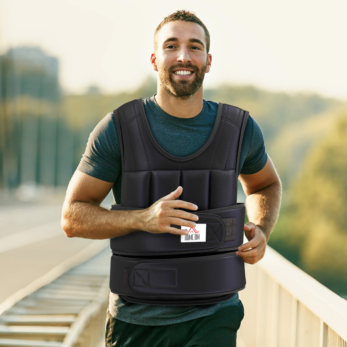 Gilet Lesté Réglable Veste Lestée 20 Kg Max. Poids Amovibles Entrainement Musculation Exercice Boxe Oxford Noir-1