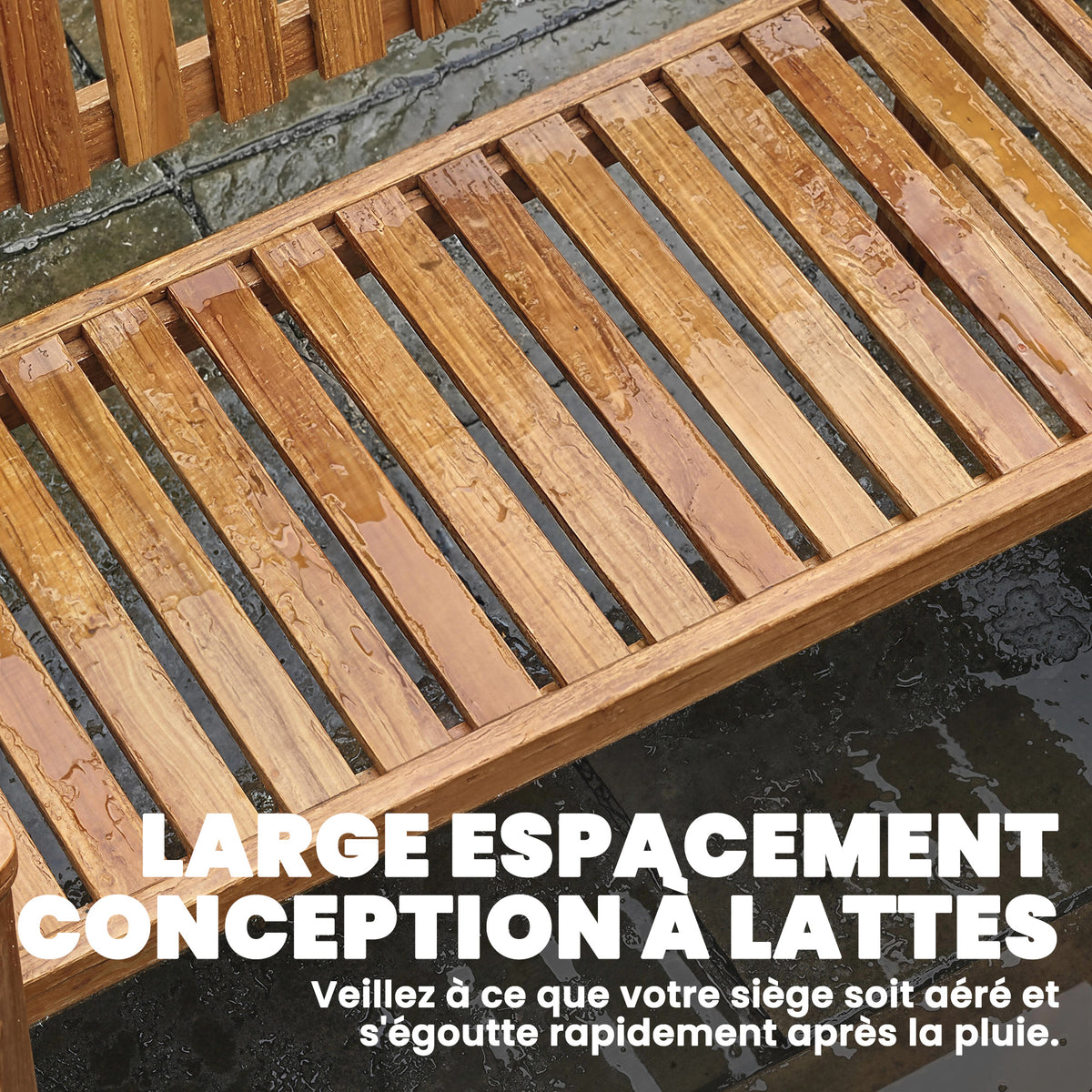 Banc de Jardin Banquette de Terrasse 2 Places Charge Max. 320kg Accoudoirs 112 x 64 x 92 cm Bois d'Acacia Naturel-6