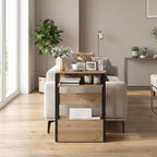 Table d'appoint table de chevet avec étagère à deux niveaux coins arrondis 46l x 18P x 58,5H cm noyer-9