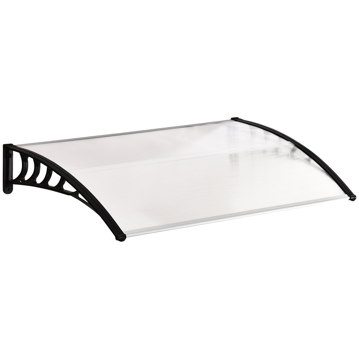 Auvent de porte d'entrée toit marquise en polycarbonate protection contre pluie neige UV 0,9 x 1,5 m, transparente-0