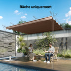 Toile de toit pour pergola tonnelle rétractable de 4 x 3 m - toile uniquement 350 x 260 cm café-9